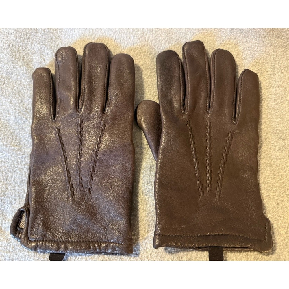 Orvis Men's L Brown Leather Gloves Cashmere Lined Quiet Luxury Driving Classic